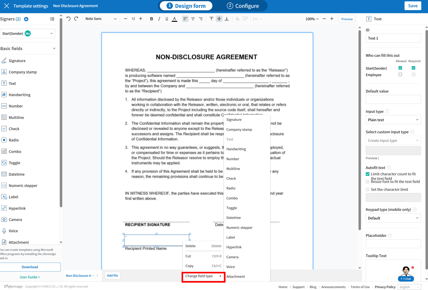 Change field types