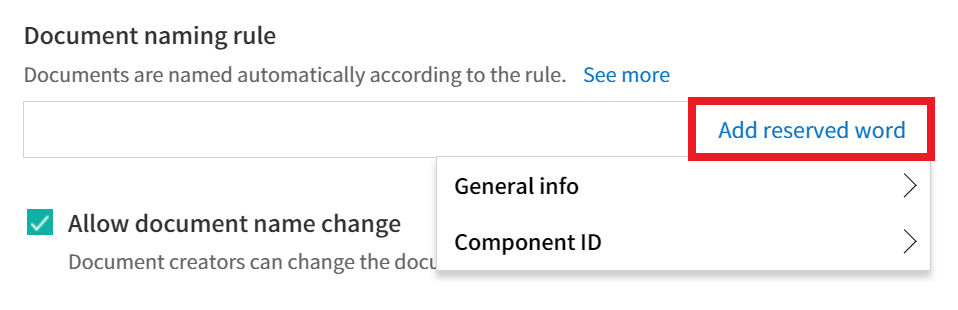 Setting Document Naming Rules Using Reserved Words