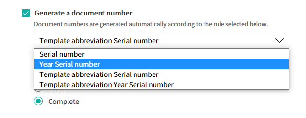 Selecting a Document Numbering Rule