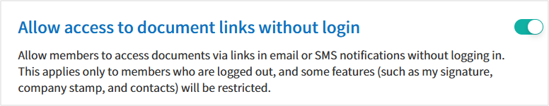Allow access to document links without login